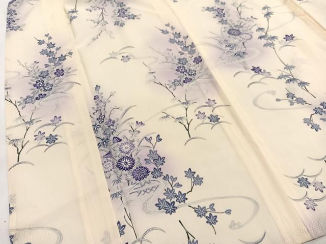 平和屋着物＊夏物　小紋　絽　秋草文　暈し染め　正絹　逸品　BAAY4191hv