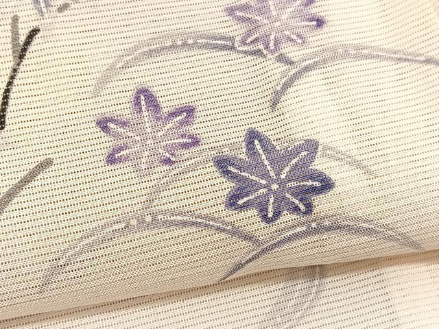 平和屋着物＊夏物　小紋　絽　秋草文　暈し染め　正絹　逸品　BAAY4191hv