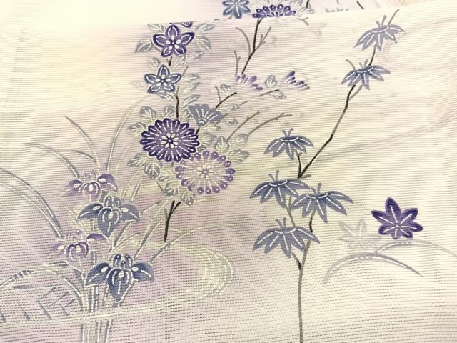 平和屋着物＊夏物　小紋　絽　秋草文　暈し染め　正絹　逸品　BAAY4191hv