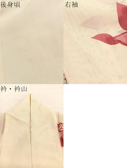 平和屋着物＊夏物　訪問着　絽　枝花文　銀彩　正絹　逸品　BAAY4195hv