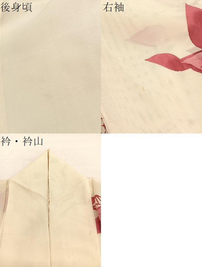 平和屋着物＊夏物　訪問着　絽　枝花文　銀彩　正絹　逸品　BAAY4195hv