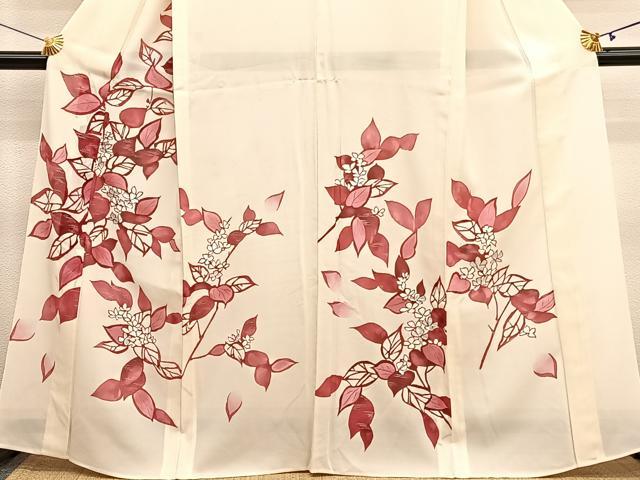 平和屋着物＊夏物　訪問着　絽　枝花文　銀彩　正絹　逸品　BAAY4195hv