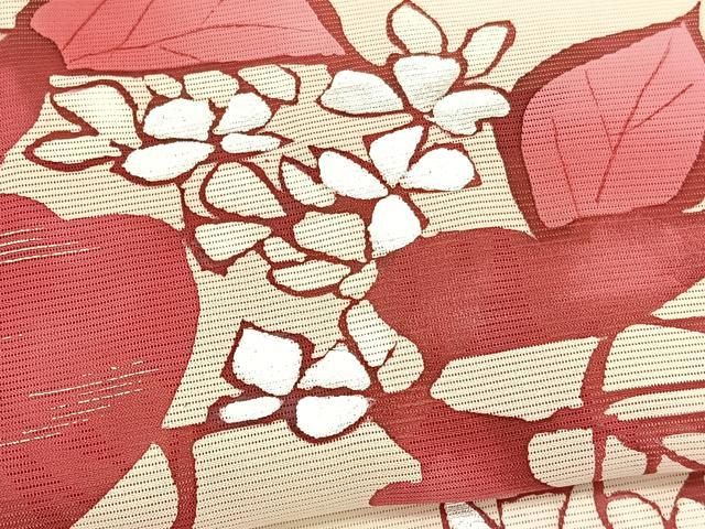 平和屋着物＊夏物　訪問着　絽　枝花文　銀彩　正絹　逸品　BAAY4195hv