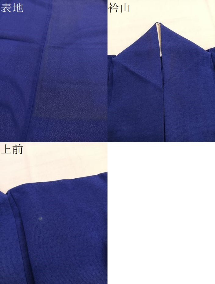 平和屋着物＊夏物　色無地　氷割れ紋紗　鉄紺色　正絹　逸品　BAAY4202hv