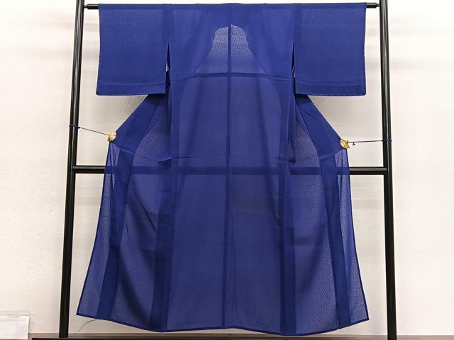 平和屋着物＊夏物　色無地　氷割れ紋紗　鉄紺色　正絹　逸品　BAAY4202hv
