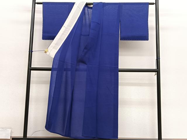 平和屋着物＊夏物　色無地　氷割れ紋紗　鉄紺色　正絹　逸品　BAAY4202hv