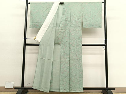 平和屋着物＊夏物　小紋　絽　草葉文　正絹　逸品　BAAY4204hv