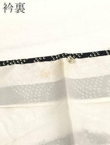 平和屋着物＊夏物　小紋　絽　絞り　青海波　黒地　まるやま扱い　正絹　逸品　BAAY4206hv