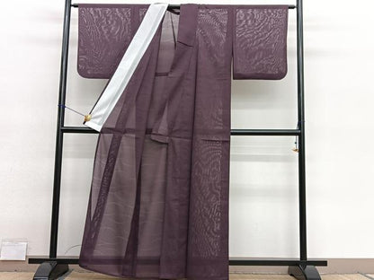 平和屋着物＊夏物　色無地　絽　芝草紋紗　煤竹色　正絹　逸品　BAAY4207hv