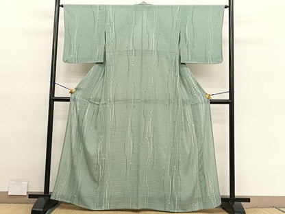 平和屋着物＊夏物　小紋　絽縮緬　流線文　洗える着物　未使用　BAAY4216hv
