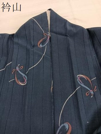 平和屋着物＊夏物　小紋　縦絽　瓢箪　洗える着物　BAAY4222hv