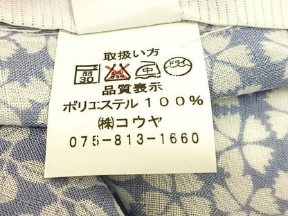平和屋着物＊夏物　小紋　紗　市松花文　洗える着物　未使用　BAAY4223hv