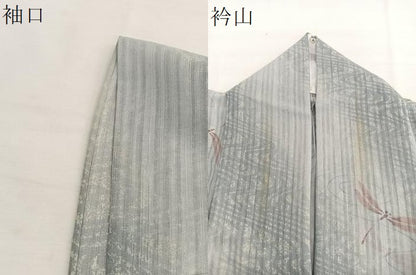 平和屋着物＊夏物　小紋　紗　蜻蛉流水文　暈し染め　洗える着物　BAAY4224hv