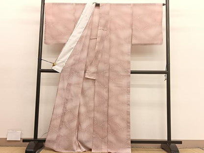 平和屋着物＊夏物　小紋　紗　瑞雲　暈し染め　洗える着物　BAAY4230hv