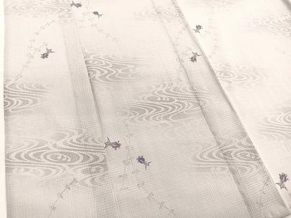 平和屋着物＊夏物　小紋　絽縮緬　金魚　暈し染め　洗える着物　BAAY4235hv