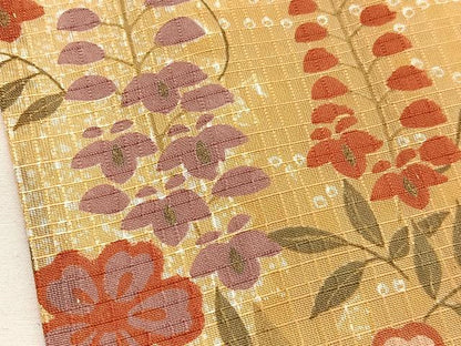 平和屋着物＊夏物　小紋　紅梅織　流水桜文　洗える着物　BAAY4242hv