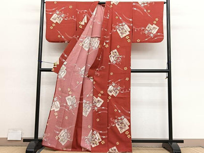 平和屋着物＊夏物　小紋　紗　源氏香立波花兎文　洗える着物　BAAY4253hv