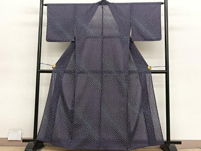 平和屋着物＊夏物　小紋　紗　花弁文　洗える着物　BAAY4254hv