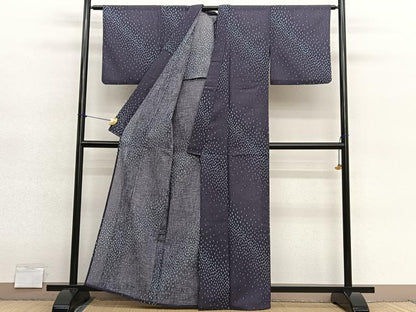 平和屋着物＊夏物　小紋　紗　花弁文　洗える着物　BAAY4254hv