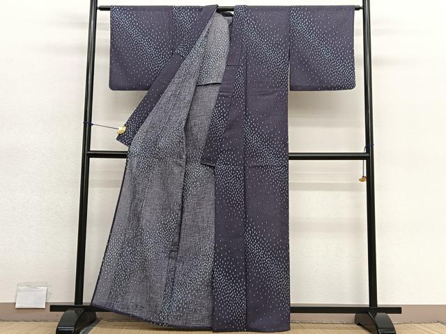 平和屋着物＊夏物　小紋　紗　花弁文　洗える着物　BAAY4254hv
