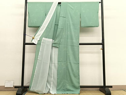 平和屋着物＊夏物　小紋　絽縮緬　枝花文　洗える着物　BAAY4258hv