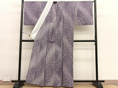 平和屋着物＊夏物　小紋　紗　孔雀羽文様　暈し染め　洗える着物　BAAY4262hv