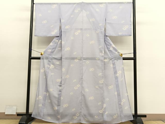 平和屋着物＊夏物　小紋　紗　草花文洗える着物　BAAY4267hv