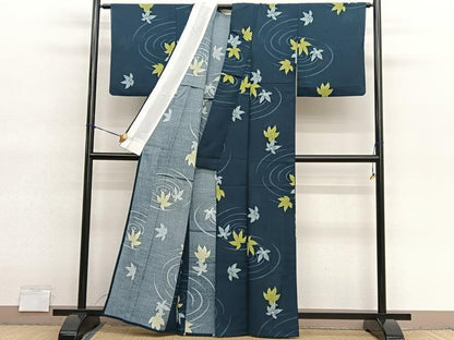 平和屋着物＊夏物　小紋　紗　竜田川　洗える着物　BAAY4268hv