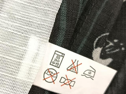 平和屋着物＊夏物　小紋　紗　光琳梅　黒地　洗える着物　BAAY4270hv