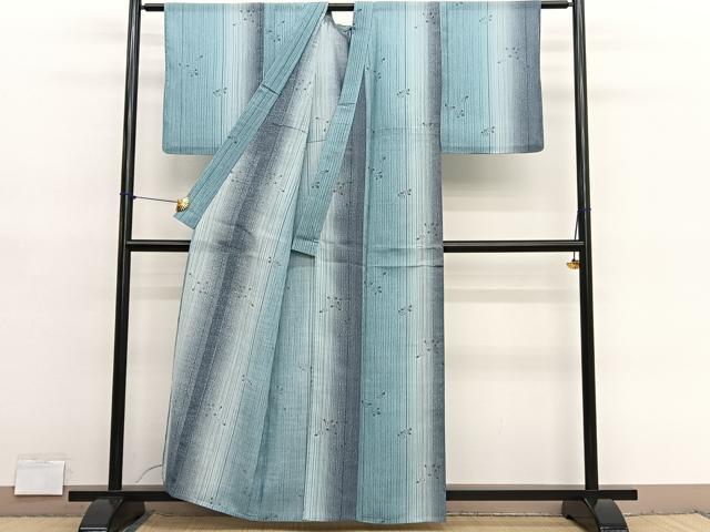 平和屋着物＊夏物　小紋　紗　椿　暈し染め　洗える着物　未使用　BAAY4272hv