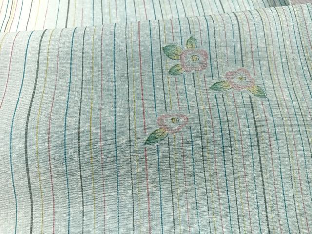 平和屋着物＊夏物　小紋　紗　椿　暈し染め　洗える着物　未使用　BAAY4272hv