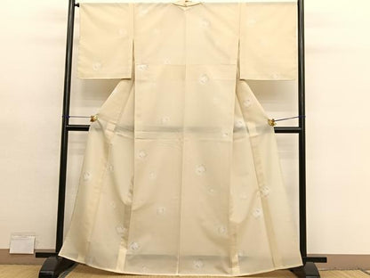平和屋着物＊夏物　小紋　縦絽　草葉丸文　蛍暈し　洗える着物　未使用　BAAY4276hv