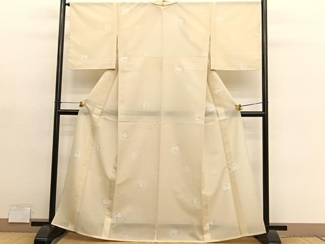 平和屋着物＊夏物　小紋　縦絽　草葉丸文　蛍暈し　洗える着物　未使用　BAAY4276hv