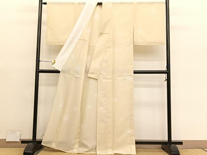 平和屋着物＊夏物　小紋　縦絽　草葉丸文　蛍暈し　洗える着物　未使用　BAAY4276hv