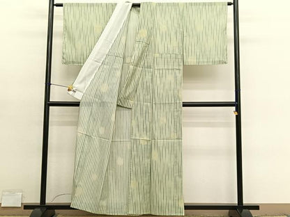 平和屋着物＊夏物　小紋　絽　縞　蛍暈し　高島屋扱い　洗える着物　BAAY4279hv