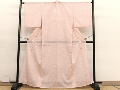 平和屋着物＊夏物　小紋　絽　変わり菱花文　洗える着物　BAAY4282hv