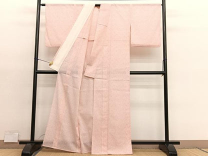 平和屋着物＊夏物　小紋　絽　変わり菱花文　洗える着物　BAAY4282hv