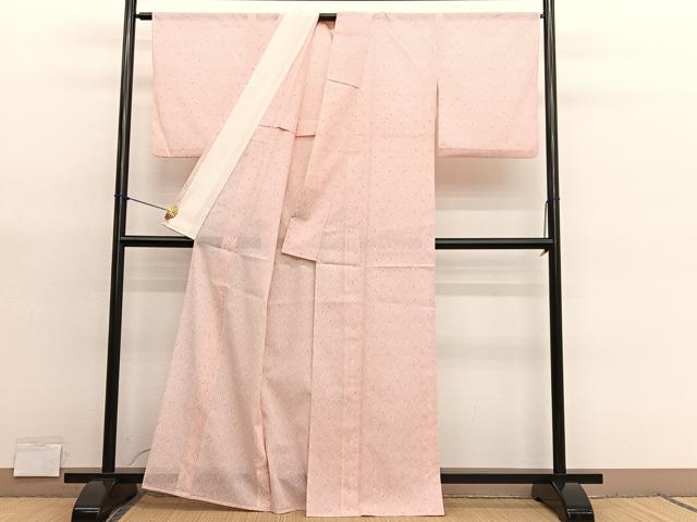 平和屋着物＊夏物　小紋　絽　変わり菱花文　洗える着物　BAAY4282hv