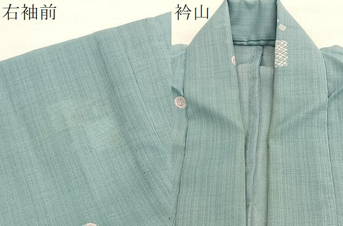 平和屋着物＊夏物　小紋　紗　兎草葉文　洗える着物　BAAY4283hv