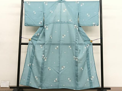 平和屋着物＊夏物　小紋　紗　兎草葉文　洗える着物　BAAY4283hv