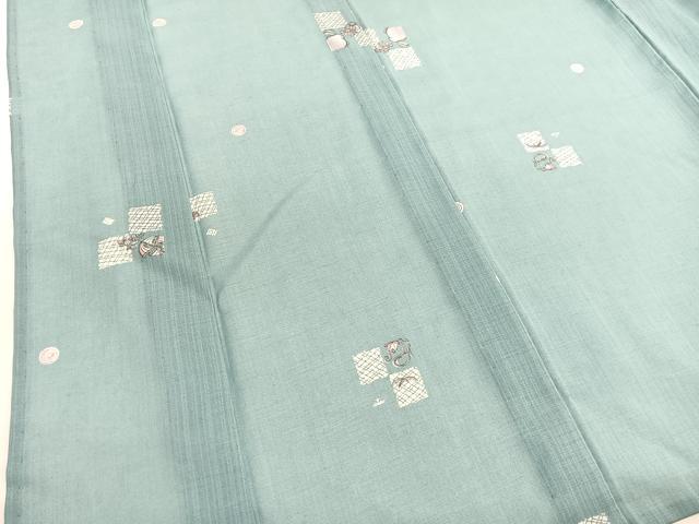 平和屋着物＊夏物　小紋　紗　兎草葉文　洗える着物　BAAY4283hv