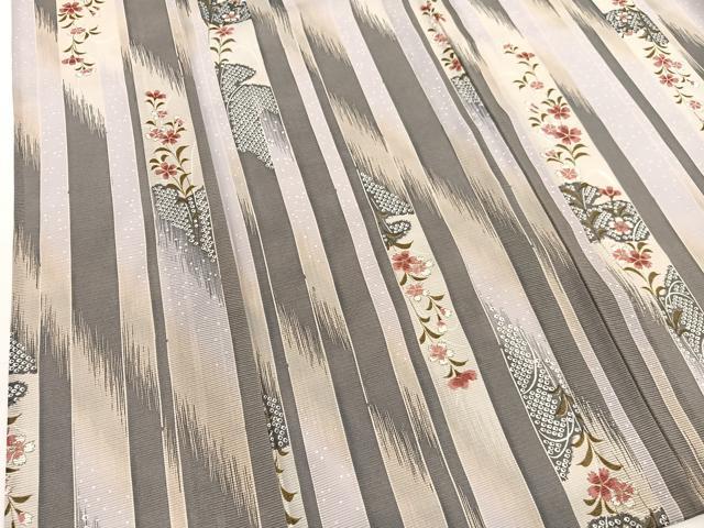 平和屋着物＊夏物　小紋　絽　草花間道　洗える着物　BAAY4291hv