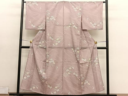 平和屋着物＊夏物　小紋　絽　流水花文　洗える着物　BAAY4296hv