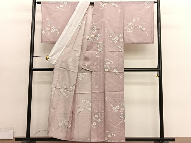 平和屋着物＊夏物　小紋　絽　流水花文　洗える着物　BAAY4296hv