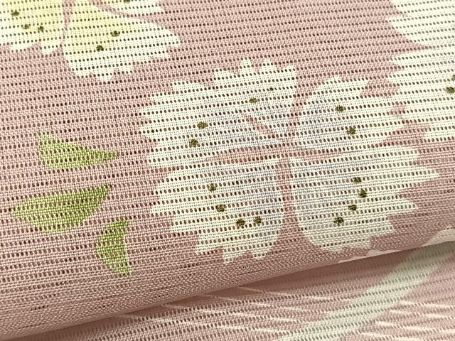 平和屋着物＊夏物　小紋　絽　流水花文　洗える着物　BAAY4296hv