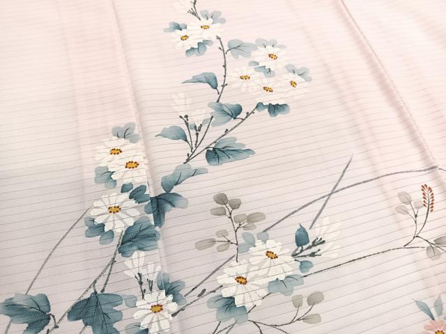 平和屋着物＊夏物　訪問着　絽縮緬　手描き　枝花文　暈し染め　洗える着物　BAAY4298hv