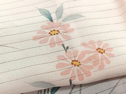 平和屋着物＊夏物　訪問着　絽縮緬　手描き　枝花文　暈し染め　洗える着物　BAAY4298hv