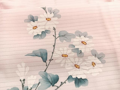 平和屋着物＊夏物　訪問着　絽縮緬　手描き　枝花文　暈し染め　洗える着物　BAAY4298hv