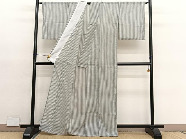 平和屋着物＊夏物　小紋　絽　縞　洗える着物　BAAY4299hv