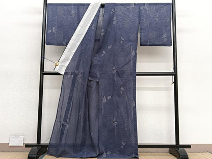 平和屋着物＊夏物　小紋　紗　枝葉文　洗える着物　BAAY4305hv